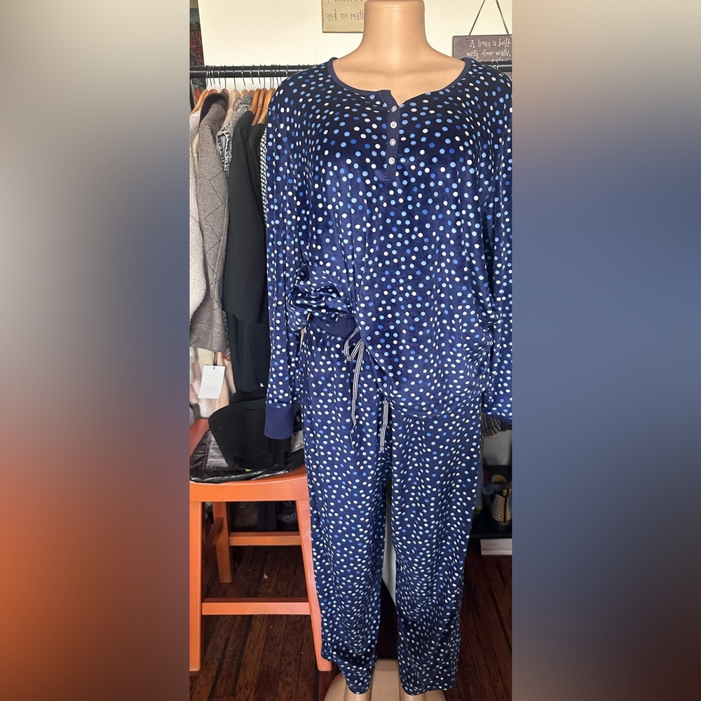 Nautica Navy and White Dot Pajama Set